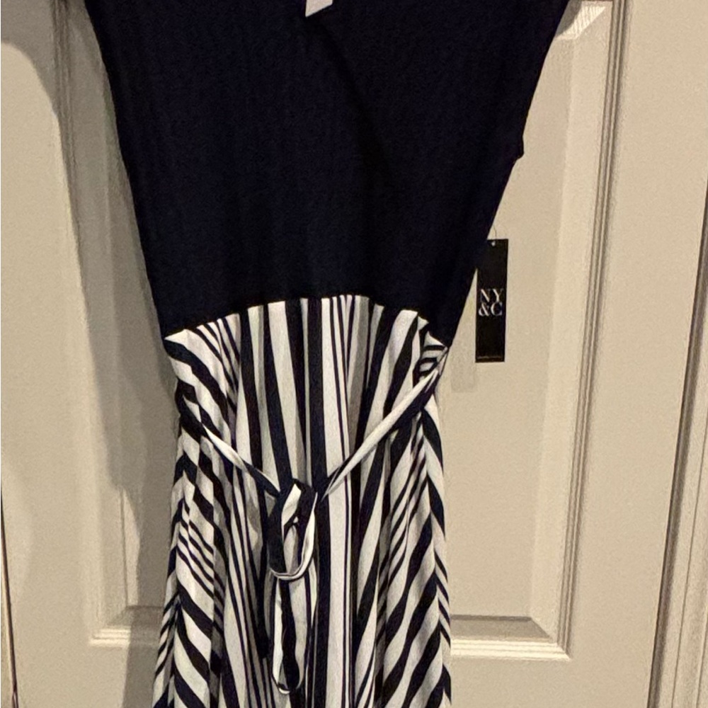New York & Company Black and White High Low Dress